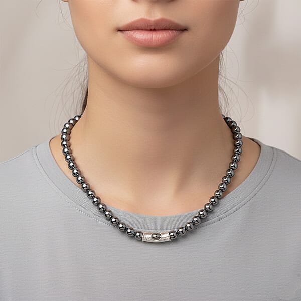 Shop Lc Terahertz Beaded Necklace In Silvertone 300.00 Ctw (20 Inches)