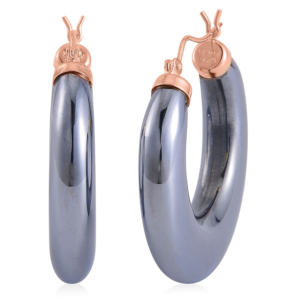 shop lc Terahertz Hoop Earrings in Vermeil Rose Gold Over Sterling Silver 63.70 ctw