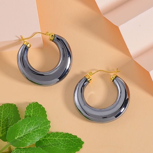 Shop Lc Terahertz Hoop Earrings In Vermeil YG Over Sterling Silver 63.75 Ctw