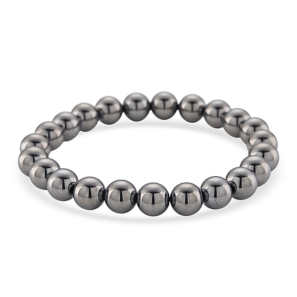 Shop Lc Terahertz Round Mirror And Beaded Stretch Bracelet 225.00 Ctw (6.5-7 Inches)