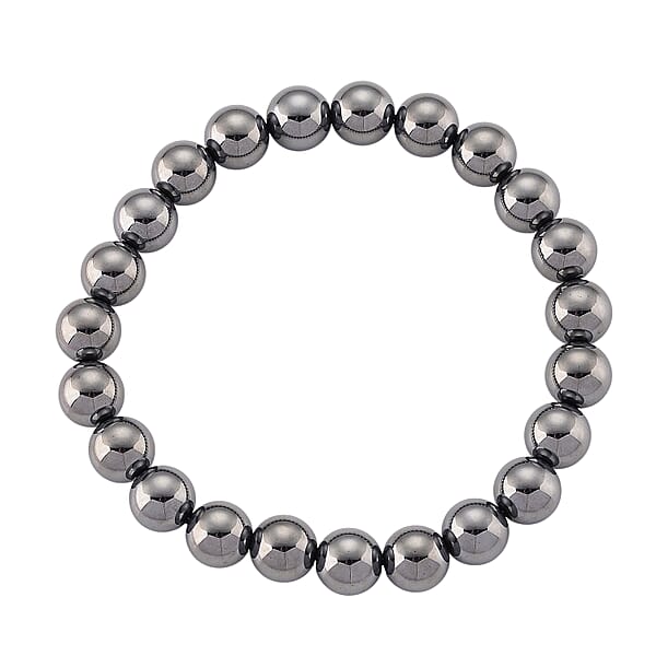 Shop Lc Terahertz Round Mirror And Beaded Stretch Bracelet 225.00 Ctw (6.5-7 Inches)