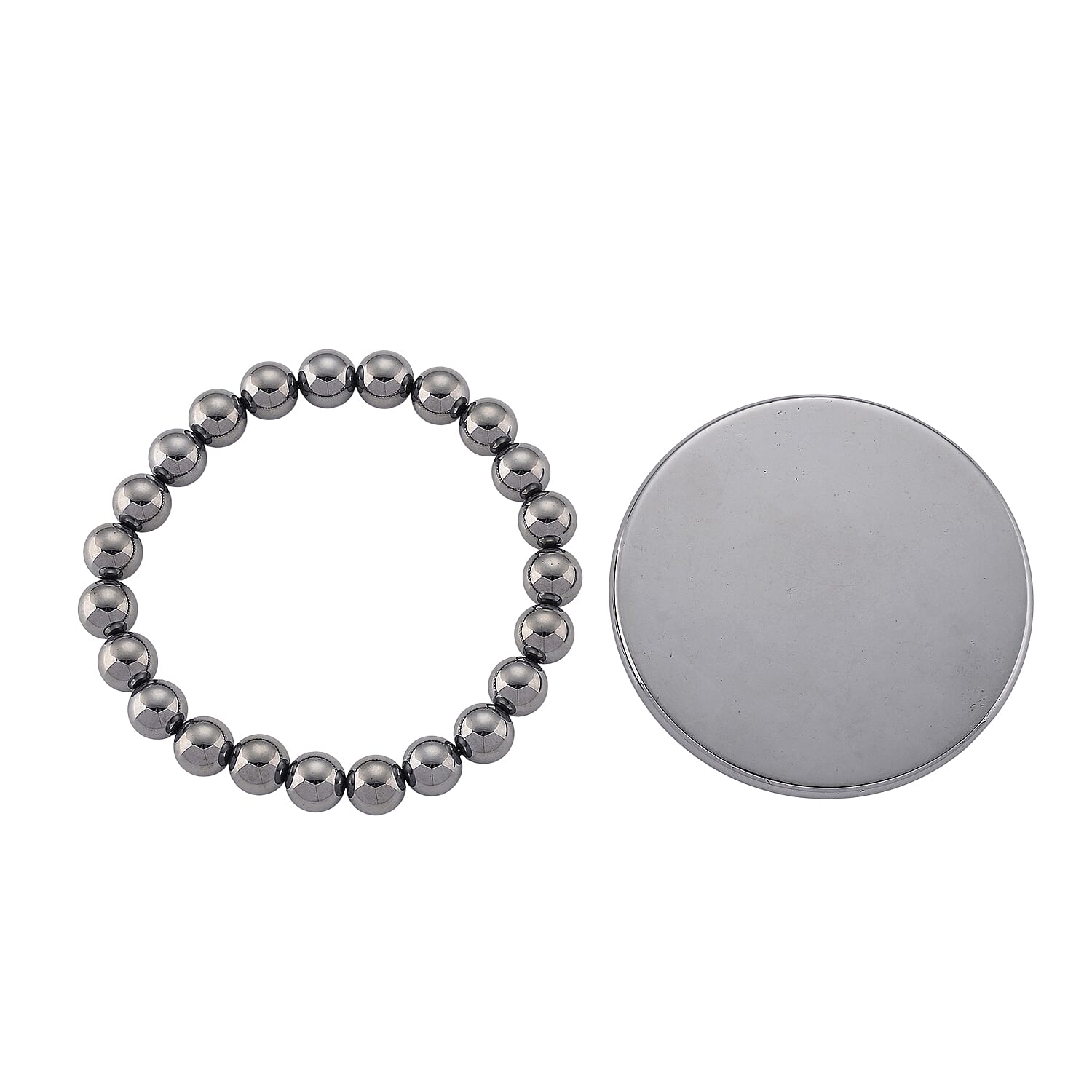 shop lc Terahertz Round Mirror and Beaded Stretch Bracelet 225.00 ctw (6.5-7 Inches)
