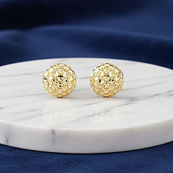 Shop Lc Textured Stud Earrings In 14K Yellow Gold 4.22 Grams