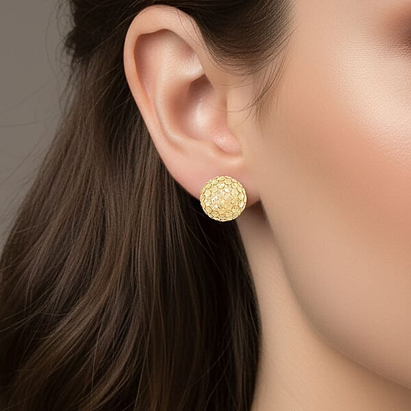 Shop Lc Textured Stud Earrings In 14K Yellow Gold 4.22 Grams