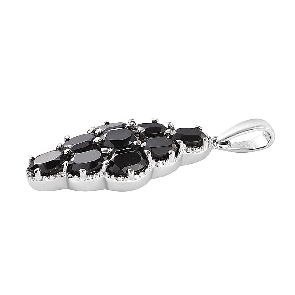 Shop Lc Thai Black Spinel 5.20 Ctw Elongated Pendant Without Chain In Stainless Steel Tarnish-Free Waterproof Sweat Proof Jewelry
