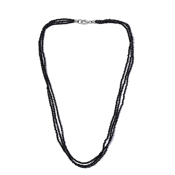 Shop Lc Thai Black Spinel 50.00 Ctw Beaded Multi Strand Necklace 18 Inches In Sterling Silver