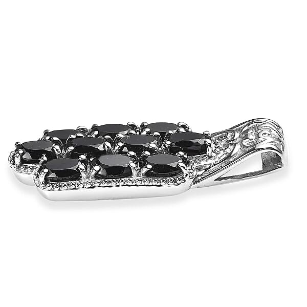 Shop Lc Thai Black Spinel 6.10 Ctw Pendant Without Chain In Stainless Steel