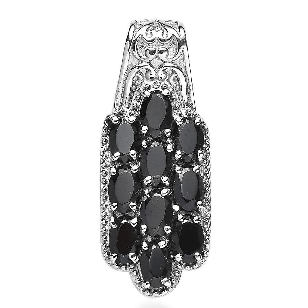 shop lc Thai Black Spinel 6.10 ctw Pendant without Chain in Stainless Steel
