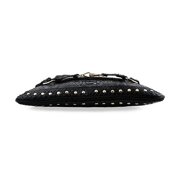 Shop Lc The Grand Pelle Black 100% Genuine Python Leather Reticulatus Bag