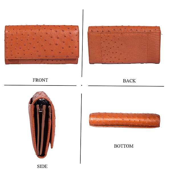 Shop Lc The Grand Pelle Brown Ostrich Genuine Leather Envelope Clutch Bag