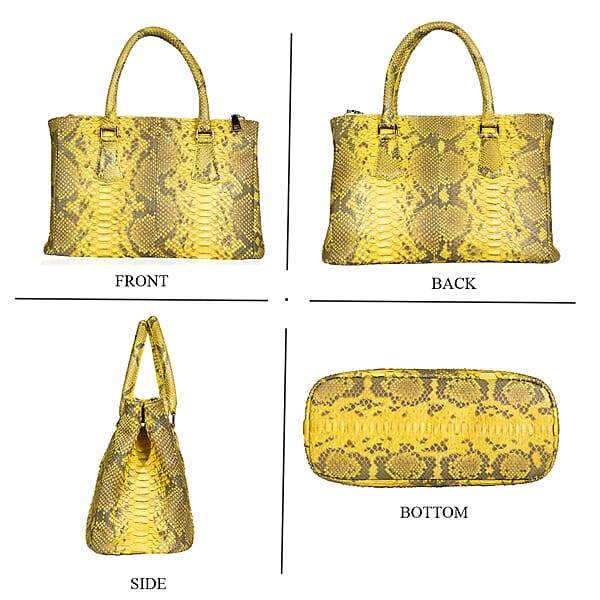 Shop Lc The Grand Pelle Handcrafted Gold Genuine Python Leather Satchel Bag