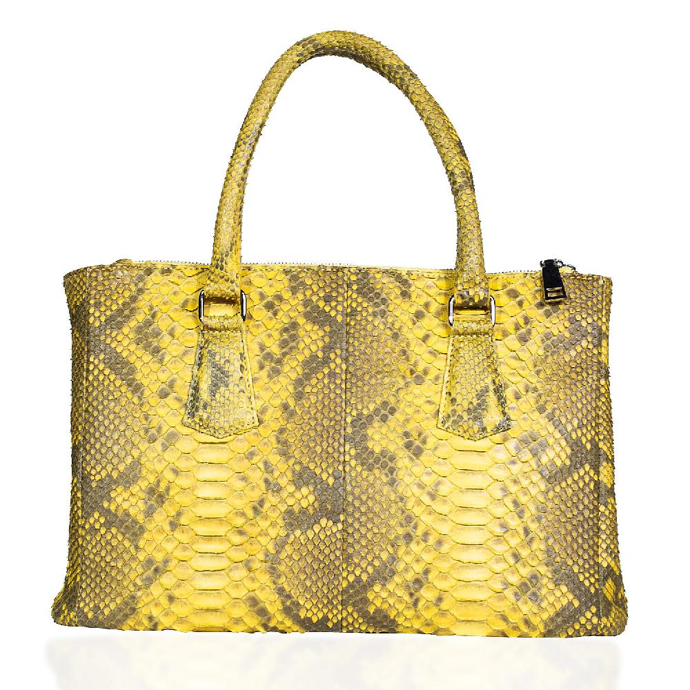 shop lc The Grand Pelle Handcrafted Gold Genuine Python Leather Satchel Bag