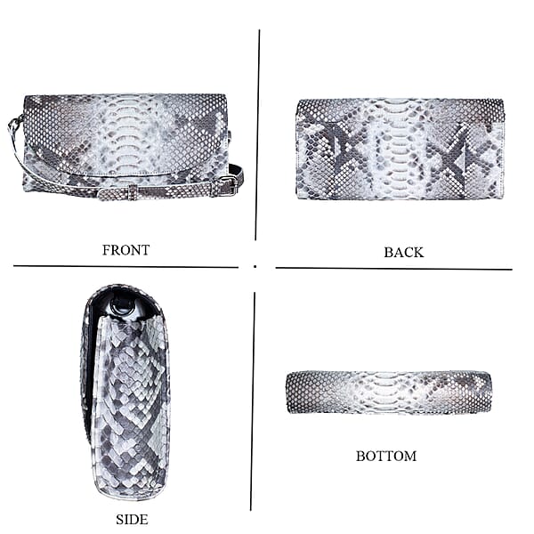 Shop Lc The Grand Pelle Handcrafted Natural Genuine Python Leather Clutch Bag With Shoulder Strap