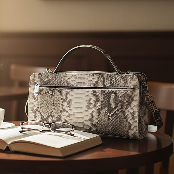 Shop Lc The Grand Pelle Handcrafted Natural Genuine Python Leather Bag With Shoulder Strap