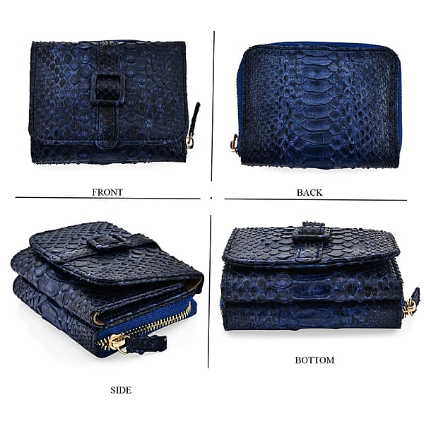 Shop Lc The Grand Pelle Navy Blue 100% Genuine Python Leather Womens Wallet