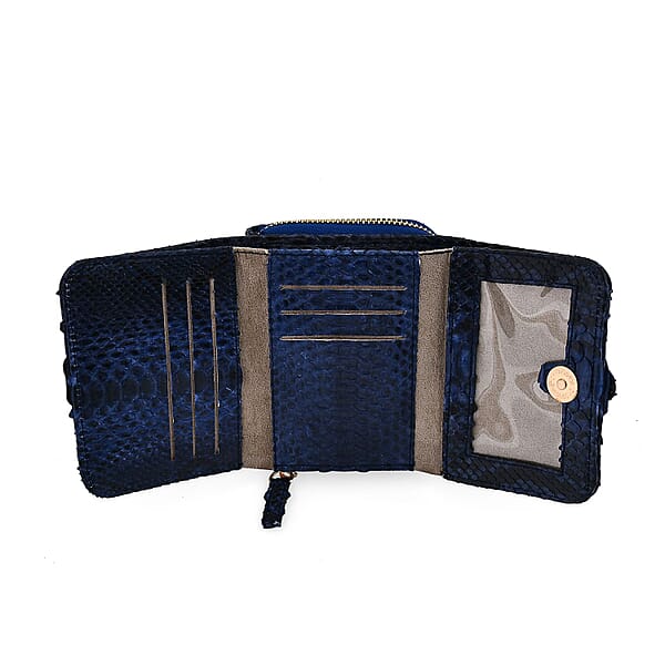 Shop Lc The Grand Pelle Navy Blue 100% Genuine Python Leather Womens Wallet