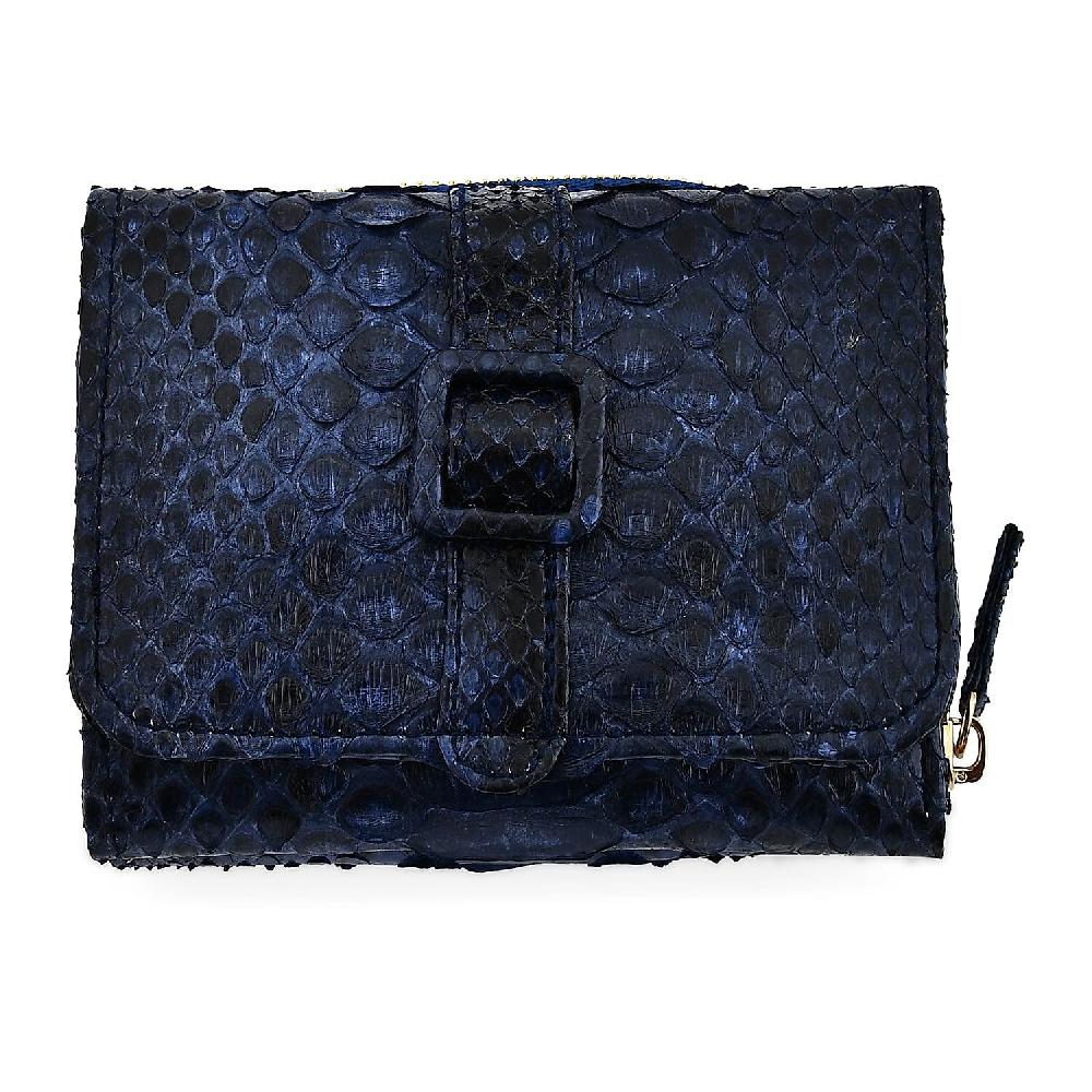 shop lc The Grand Pelle Navy Blue 100% Genuine Python Leather Womens Wallet