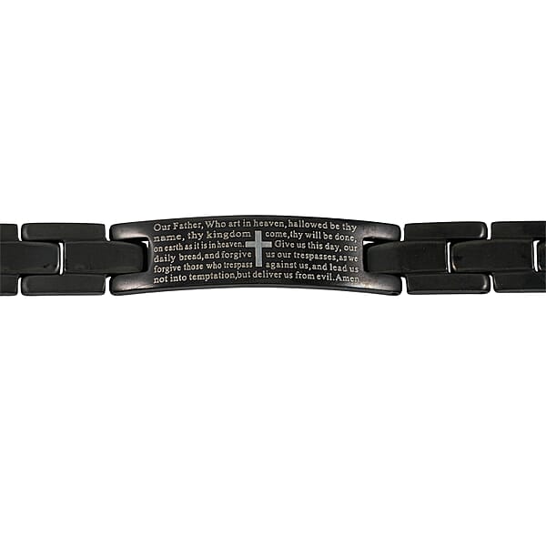 Shop Lc The Lords Prayer Steel Bracelet In Black Silvertone (7.50 In)