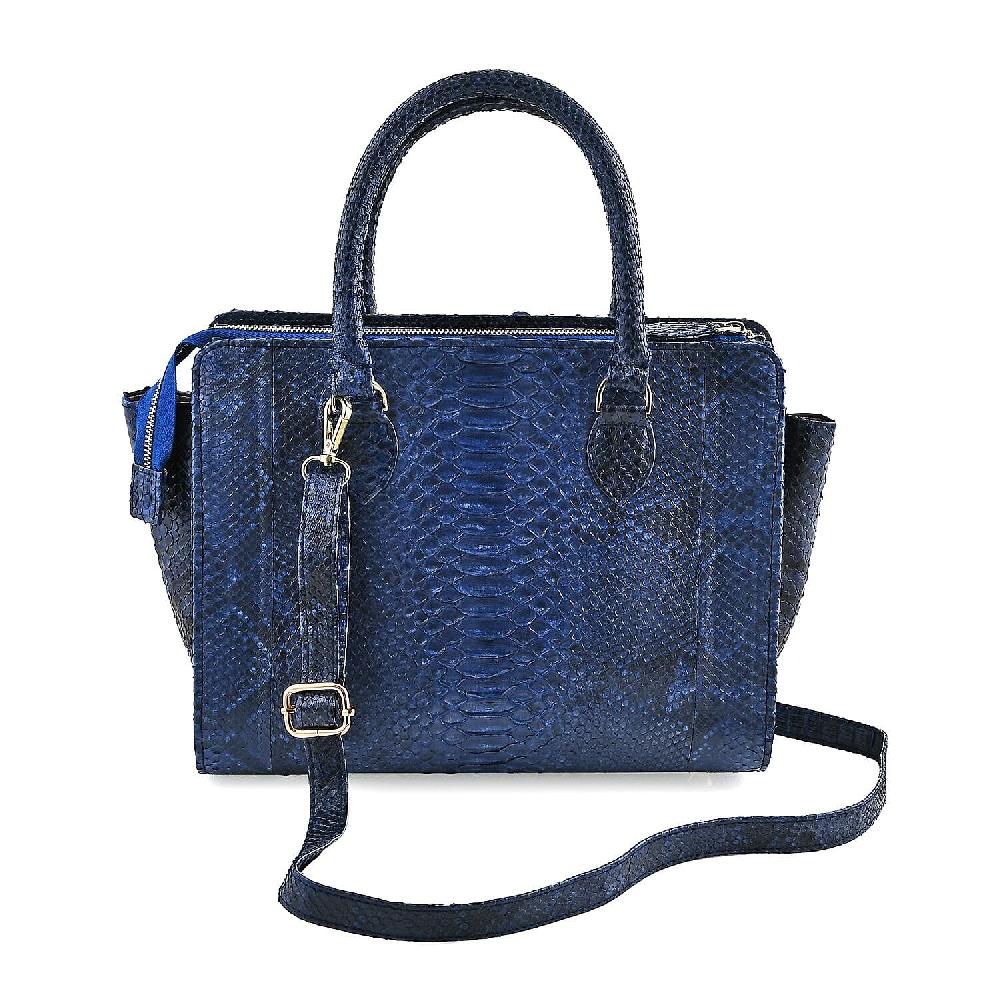 shop lc The Pelle Collection Blue 100% Genuine Python Leather Tote Bag for Women Satchel Purse Shoulder Handbag Designer Tote Bag
