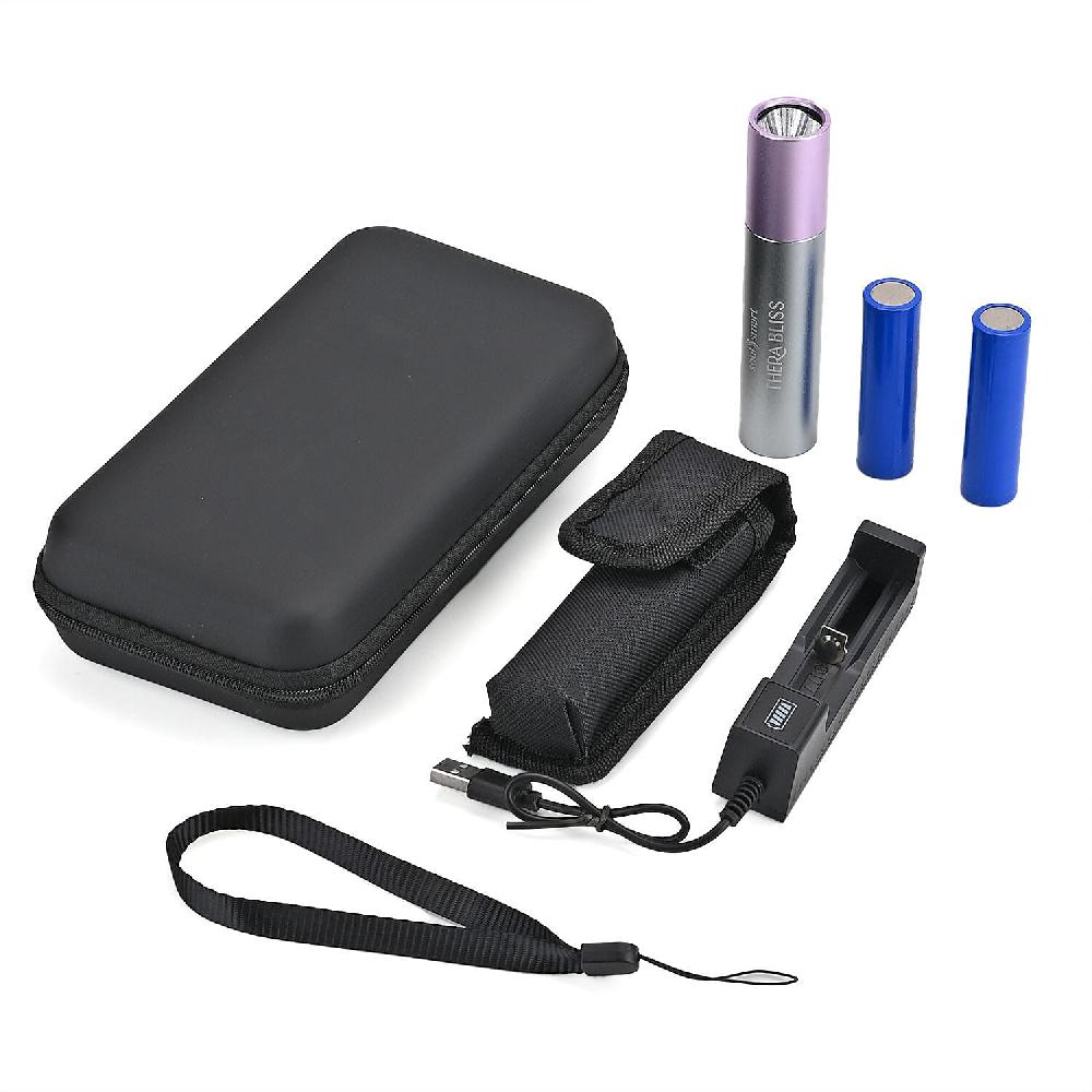 shop lc Therabliss Red Light Physiotherapy Flashlight - Silver with Purple (2200 mAh Battery Included)