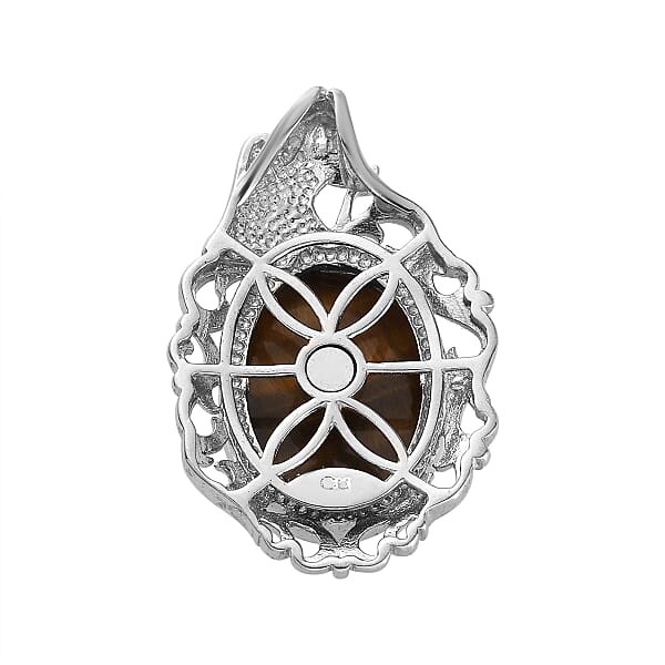 Shop Lc Tiger's Eye 13.90 Ctw Fancy Pendant Without Chain In Platinum Over Copper With Magnet