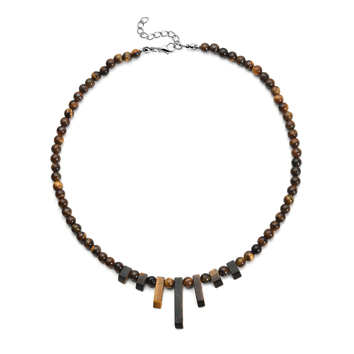 shop lc Tiger's Eye 162.00 ctw Necklace in Silvertone 18-20 Inches