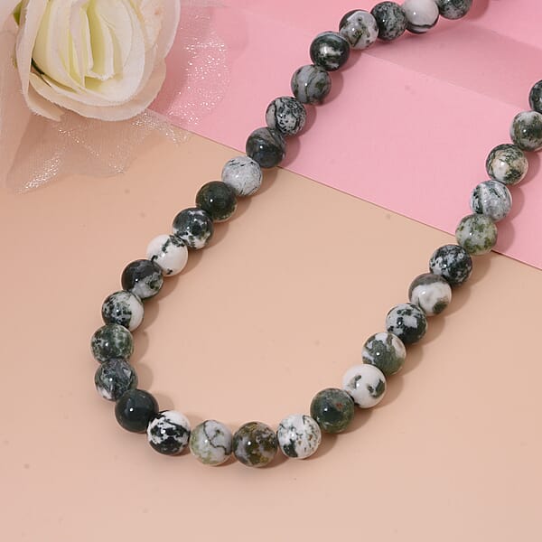 Shop Lc Tree Agate Beaded 317.20 Ctw Necklace 18 Inches In Sterling Silver