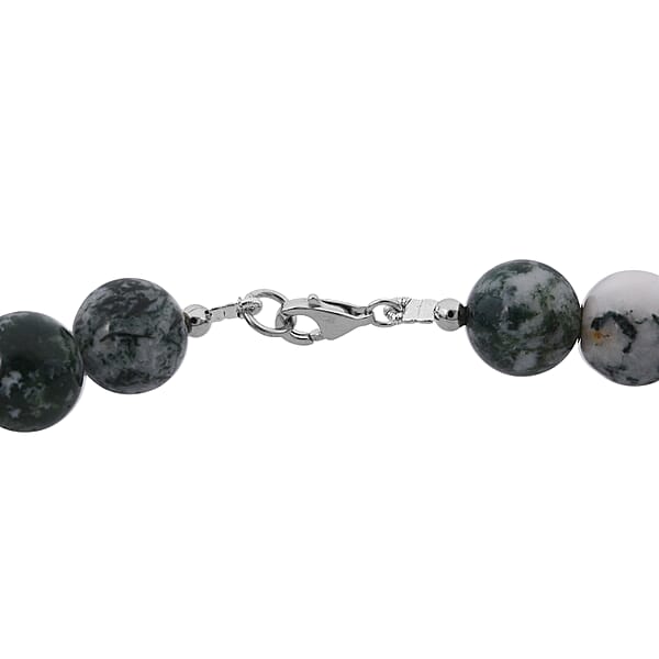 Shop Lc Tree Agate Beaded 317.20 Ctw Necklace 18 Inches In Sterling Silver