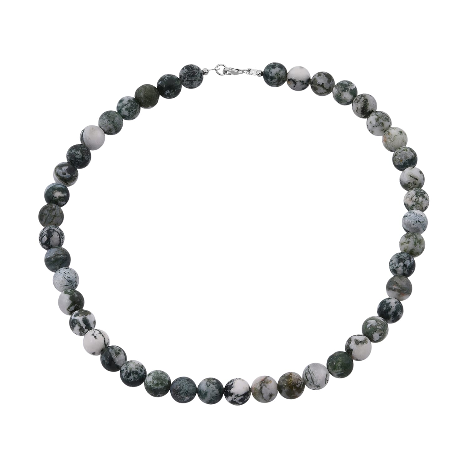 shop lc Tree Agate Beaded 317.20 ctw Necklace 18 Inches in Sterling Silver