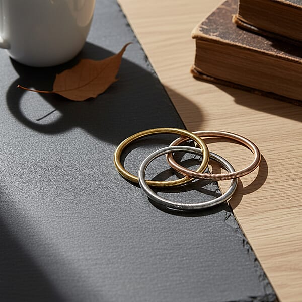 Shop Lc Tri Tone Interlock Bracelet In ION Plated YRG And Stainless Steel (8.5-9.0 Inches)