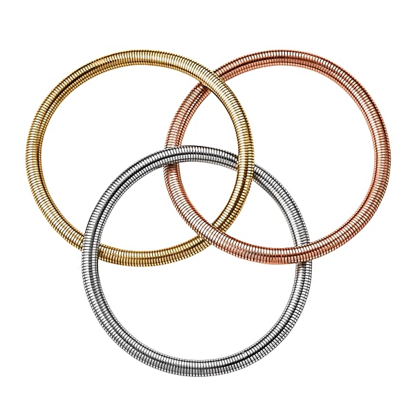 Shop Lc Tri Tone Interlock Bracelet In ION Plated YRG And Stainless Steel (8.5-9.0 Inches)