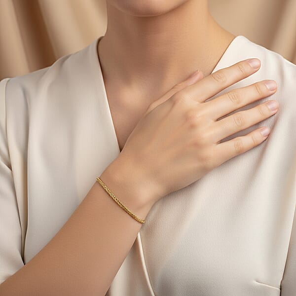 Shop Lc Triple Spiga Chain Bracelet In 18K Yellow Gold (7.25 In) 0.95 Grams