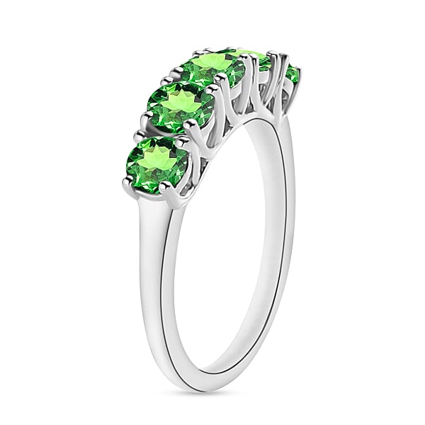 Shop Lc Tsavorite Garnet 1.90 Ctw 5 Stone Ring In Rhodium Over Sterling Silver