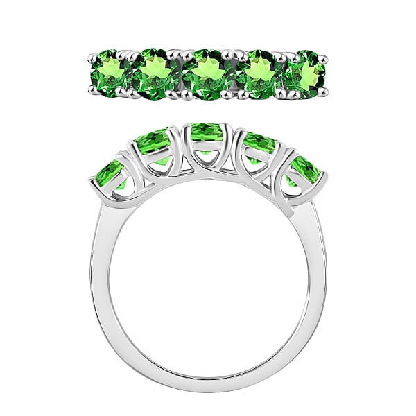Shop Lc Tsavorite Garnet 1.90 Ctw 5 Stone Ring In Rhodium Over Sterling Silver