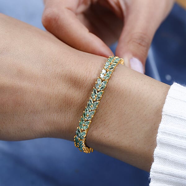 Shop Lc Tsavorite Garnet 10.20 Ctw Bracelet In 18K Vermeil Yellow Gold Over Sterling Silver (7.25 In) (Del. In 10-12 Days)
