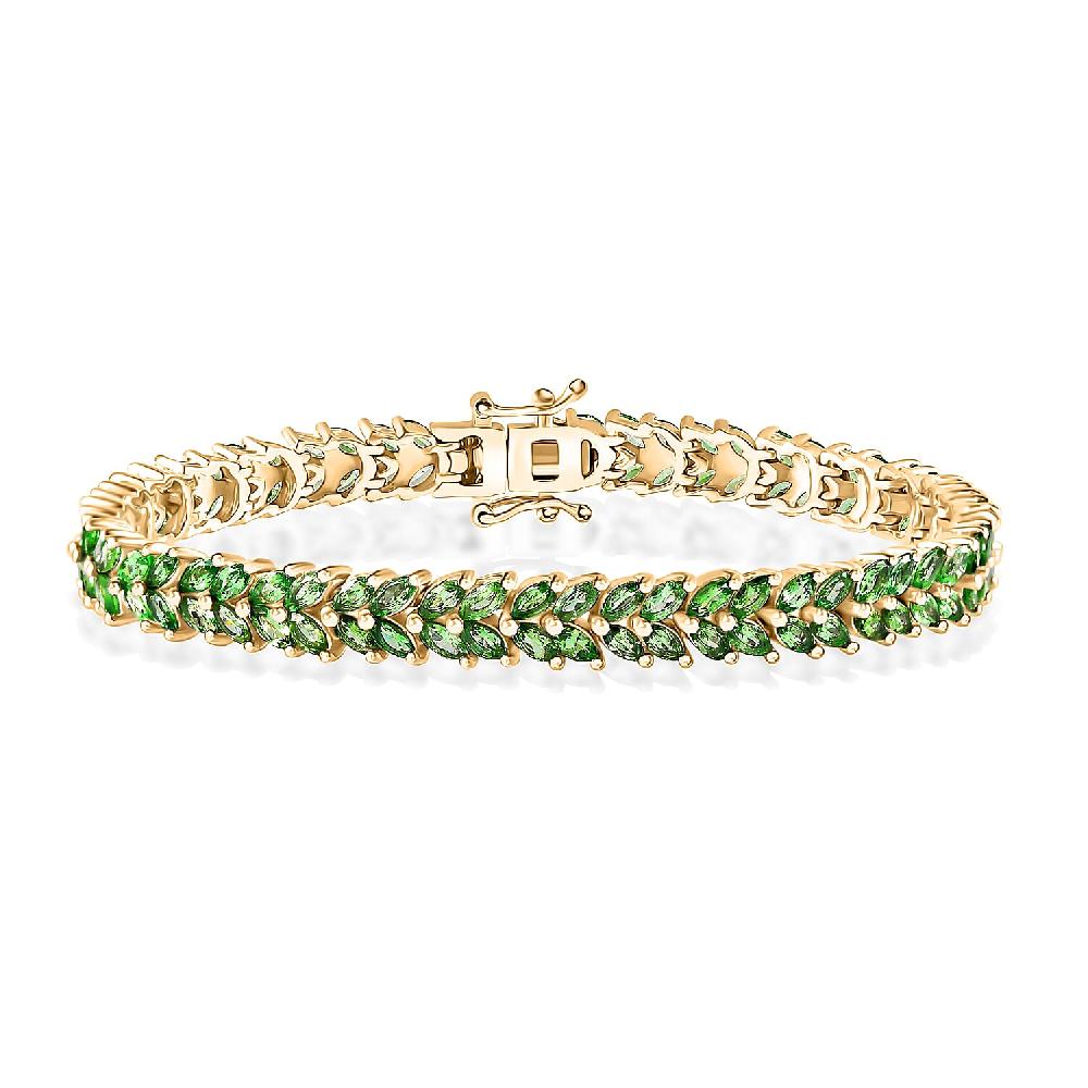 shop lc Tsavorite Garnet 10.20 ctw Bracelet in 18K Vermeil Yellow Gold Over Sterling Silver (7.25 In) (Del. in 10-12 Days)