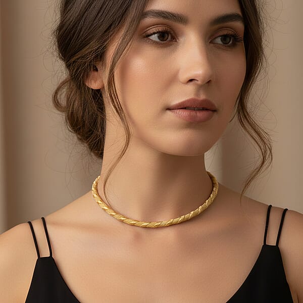 Shop Lc Twisted Texture Necklace In Goldtone 16 Inches