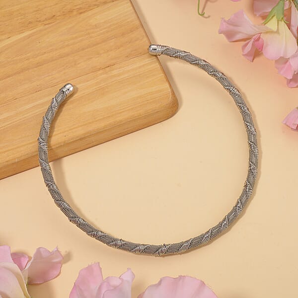 Shop Lc Twisted Texture Necklace In Silvertone 16 Inches