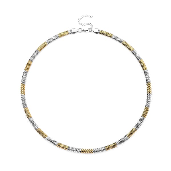 Shop Lc Two-tone Flat Snake Chain Necklace In ION Plated YG And Stainless Steel 20-22 Inches
