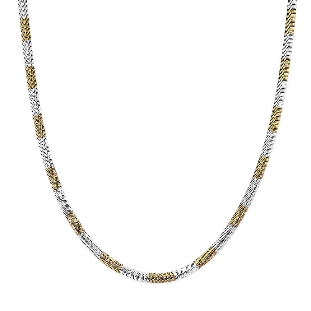 shop lc Two-tone Flat Snake Chain Necklace in ION Plated YG and Stainless Steel 20-22 Inches