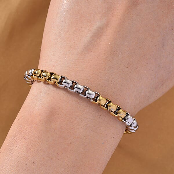 Shop Lc Two-tone Pop Chain Bracelet (7.5-9.5In) In ION Plated YG And Stainless Steel