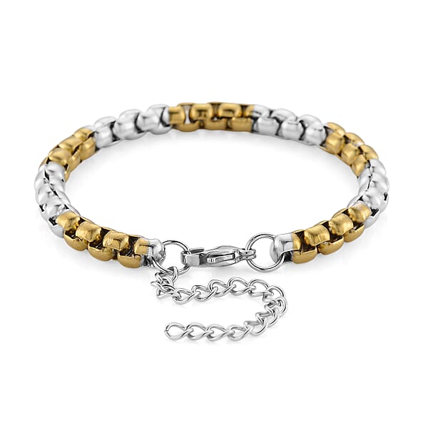 Shop Lc Two-tone Pop Chain Bracelet (7.5-9.5In) In ION Plated YG And Stainless Steel