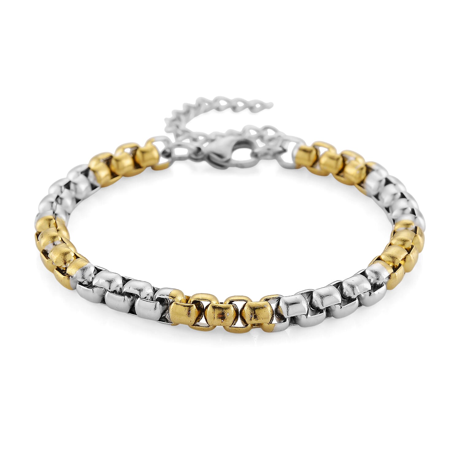 shop lc Two-tone Pop Chain Bracelet (7.5-9.5In) in ION Plated YG and Stainless Steel