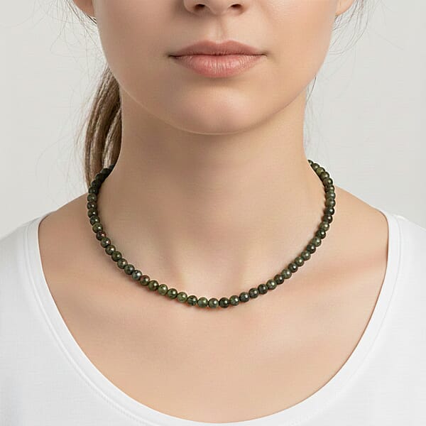 Shop Lc Unakite Beaded Necklace With Magnetic Lock In Sterling Silver 155.00 Ctw (18 Inches)