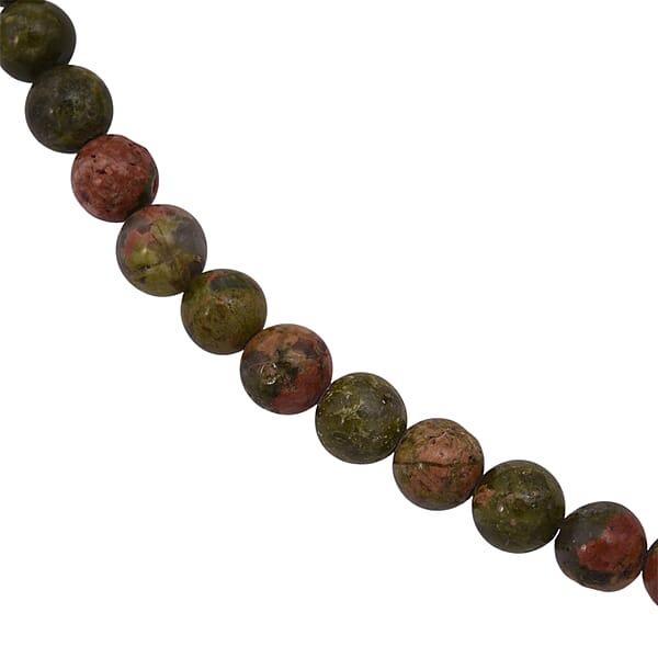 Shop Lc Unakite Beaded Necklace With Magnetic Lock In Sterling Silver 155.00 Ctw (18 Inches)