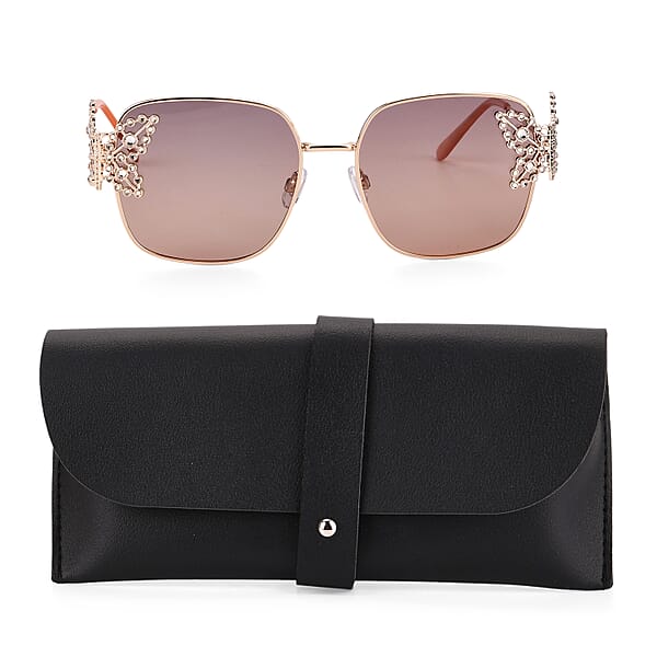 Shop Lc UV400 Polarized Sunglasses With Storage Bag - Light Brown