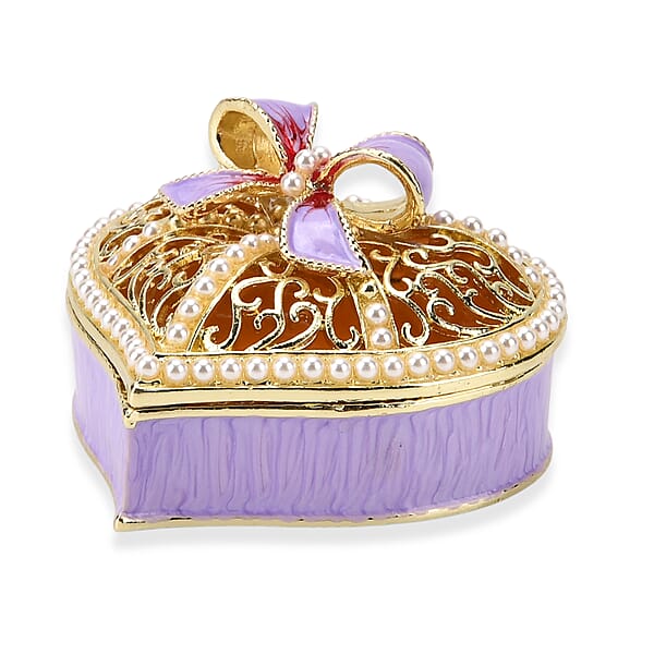 Shop Lc Valentine’s Special Livmore Purple & White Hearted Design Trinket Box Hollowed-Out Patterns