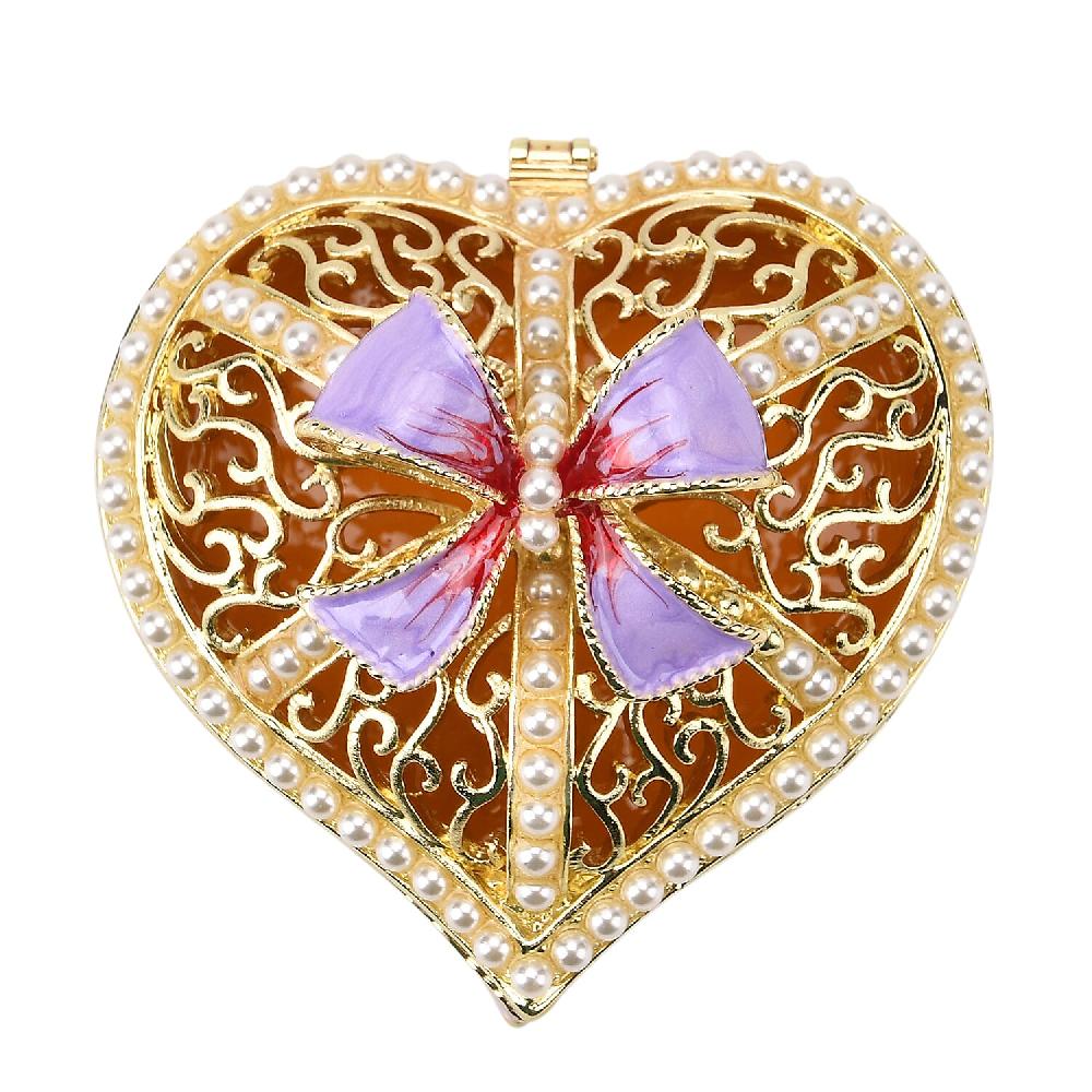 shop lc Valentine’s Special Livmore Purple & White Hearted Design Trinket Box Hollowed-Out Patterns