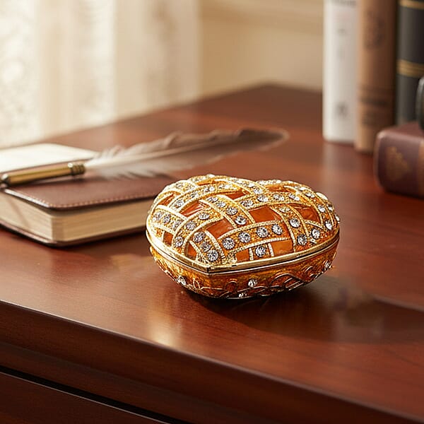 Shop Lc Valentine’s Special Livmore Yellow Hearted Design Trinket Box Hollowed-Out Patterns