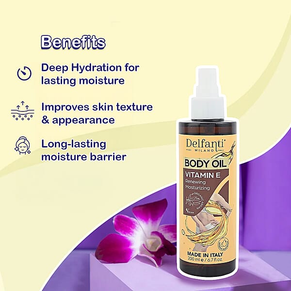 Shop Lc Valentine Special Deal Delfanti Milano Gold And Burgandy Body Oil With Vitamin E 6.7oz